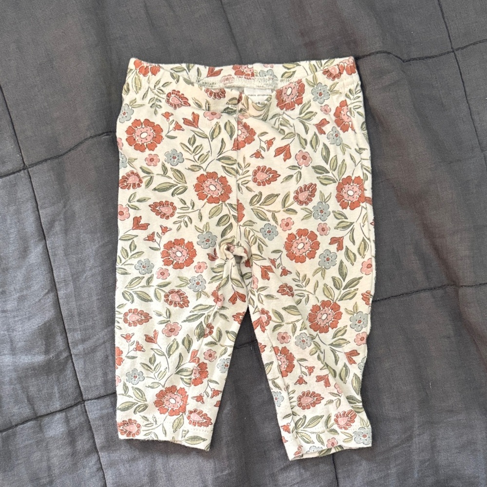 Carter's Floral Patterned Kids Leggings - Cream and Red